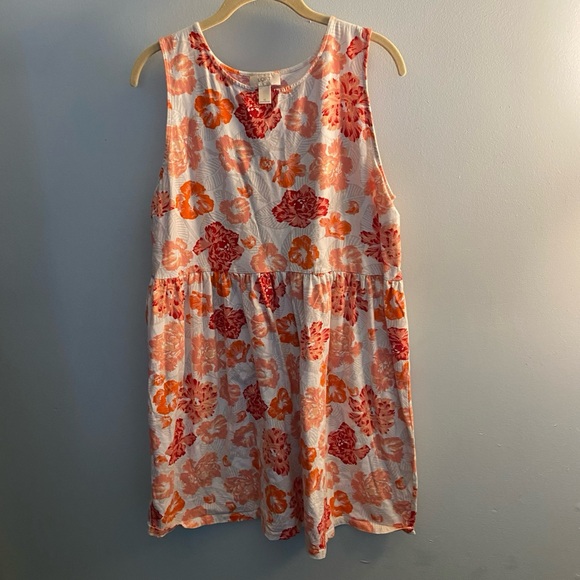 Ann Taylor LOFT Women’s XL – Sleeveless Floral Dress White/Red/Orange - Picture 1 of 2